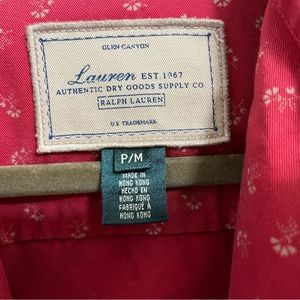 Vintage Ralph Lauren Dry Goods Supply denim jacket red w/flower print. Size P/M